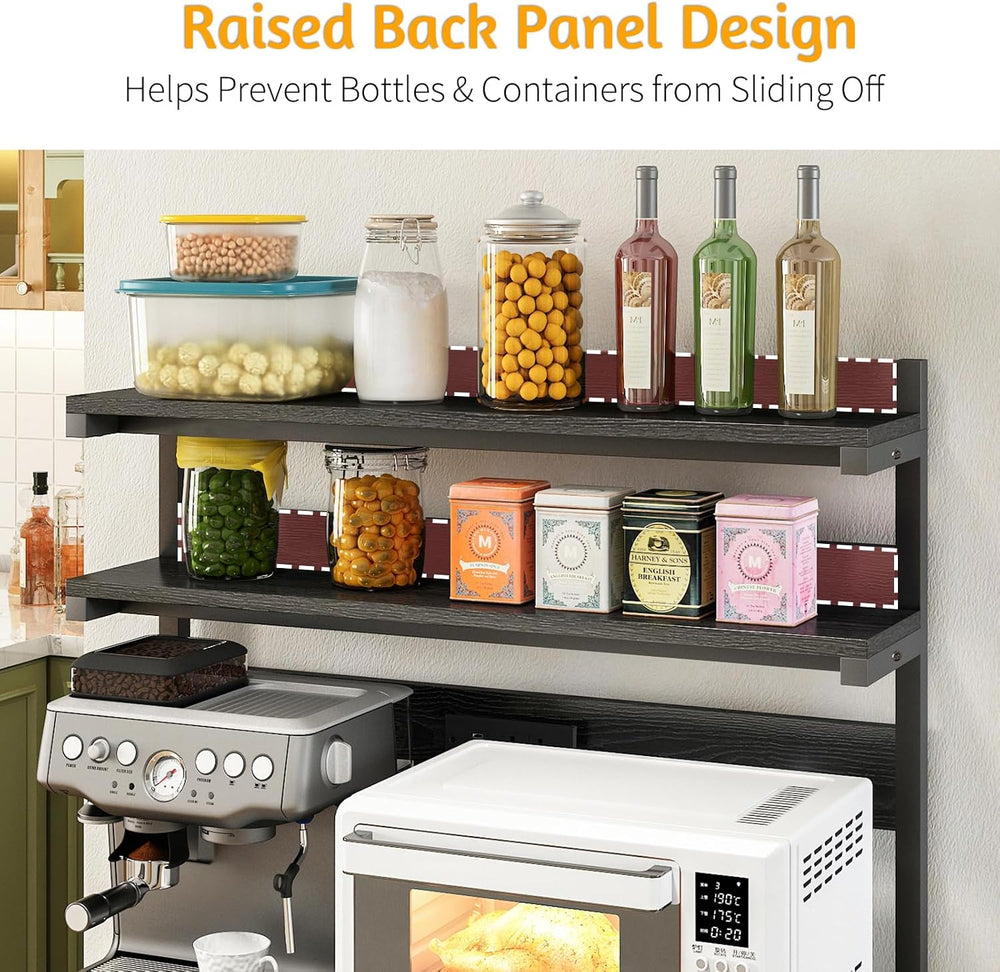 Baker's Rack with Power Outlet, 5-Tier Microwave Stand with Storage, Blac...