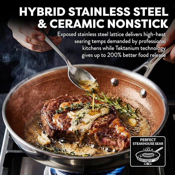 Gotham Steel Ceramax 12 Pcs Tri Ply Hybrid Stainless Steel Cookware Set - Image 4
