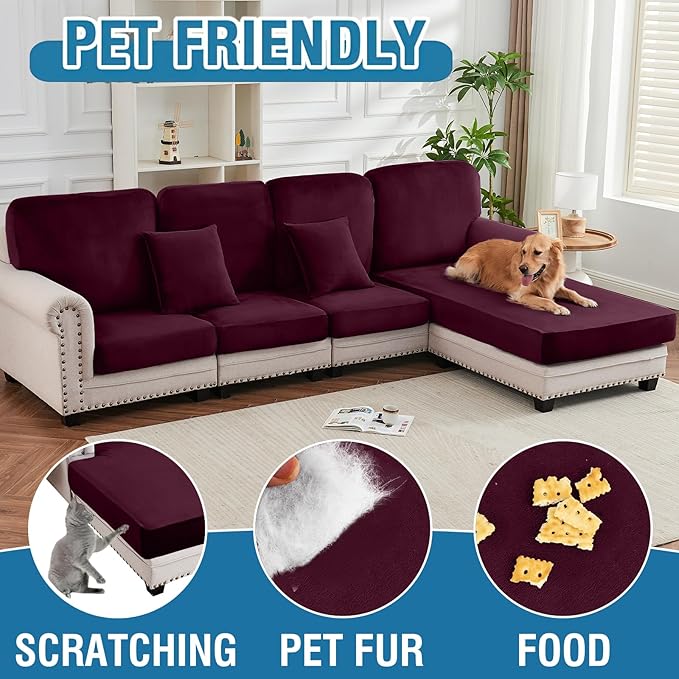 Couch Cover Stretch Velvet Sofa Cushion Cover 1-Piece - Image 4