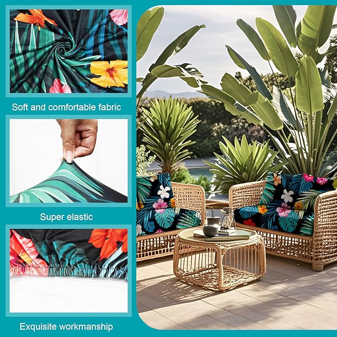 12 Pcs Stretch Patio Cushion Covers, Outdoor Couch Covers Replacement, Outdoor - Image 3