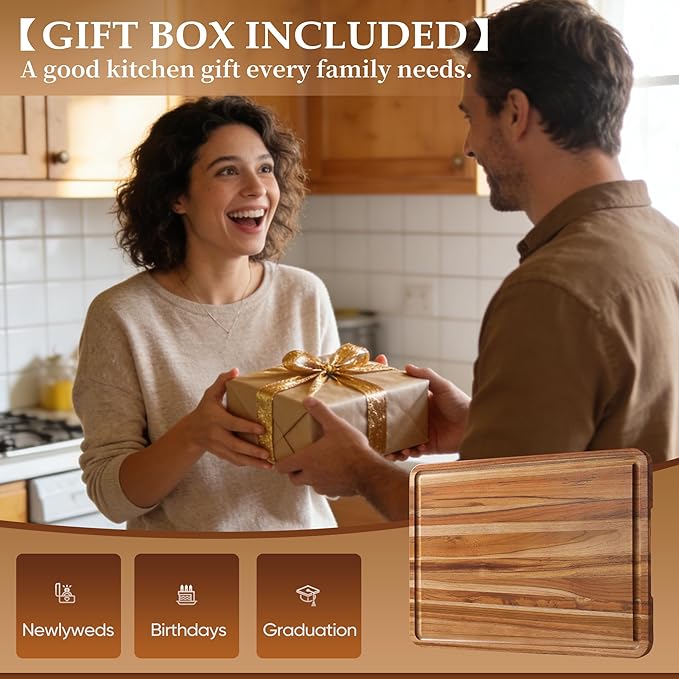 XXLarge Teak Cutting Board Non Toxic Wood Chopping Board Wooden Bamboo - Image 9