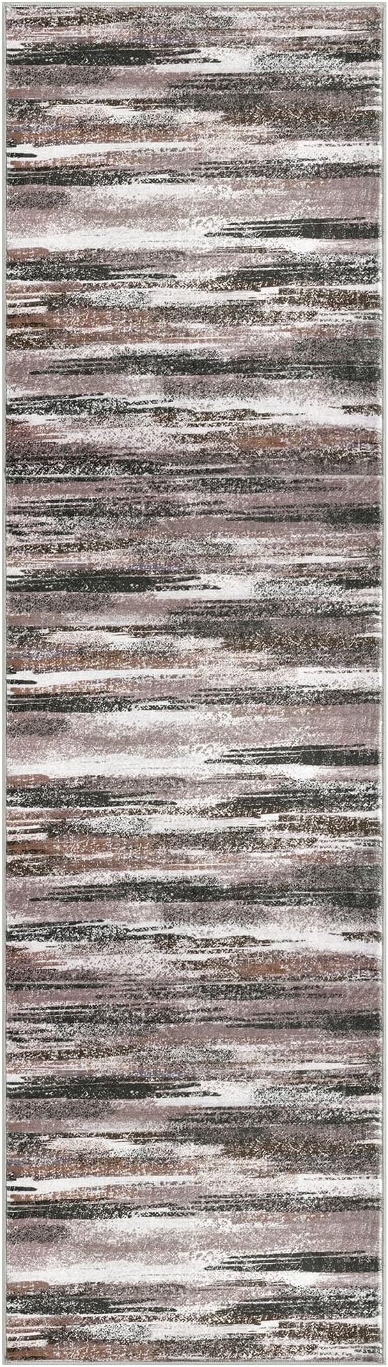 Lansny Modern Abstract Bedroom Runner Rug 2x7, Dark Light Brown White Washable - Image 8