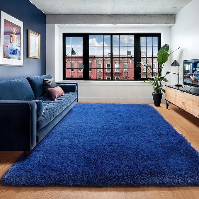ONASAR Navy Blue 6x9 Area Rugs for Living Room Bedroom, Large Fluffy Bedside - Image 7