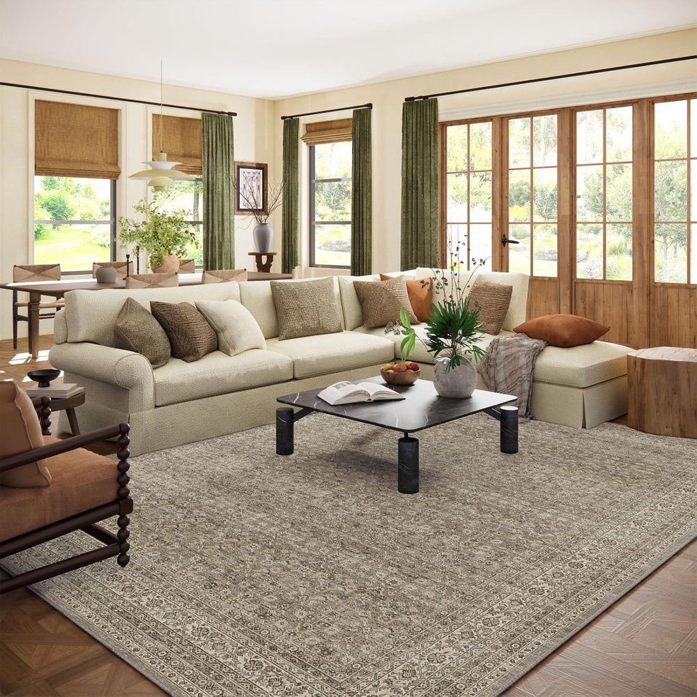 9x12 Area Rugs for Living Room: Washable Bedroom Rug Non Slip Large Carpet