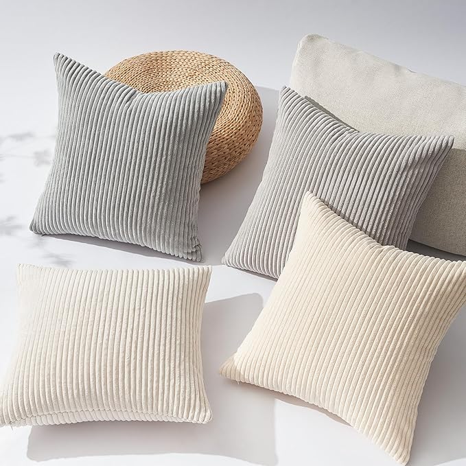 Topfinel 4 Packs Neutral Decorative Throw Pillows Covers 18x18 Inch - Image 5