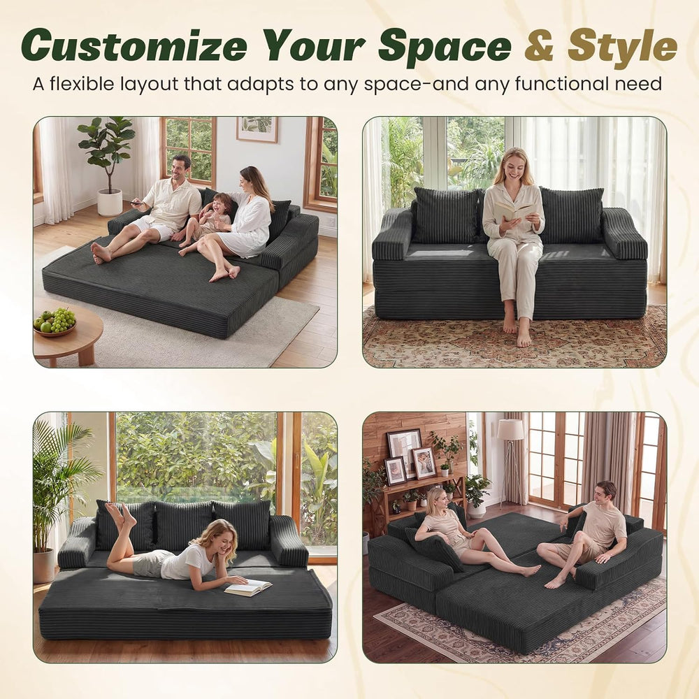 Apicizon 78.7" Folding Convertible Sofa Bed, Boneless Sleeper Sofa Couch...