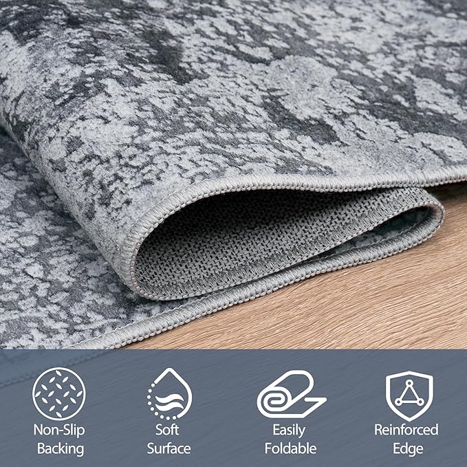 5x7 Area Rugs for Living Room Rug Washable: Abstract Rug for Dining Room - Image 4
