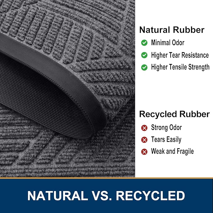 Smiry Front Door Mat Outside Entrance, Heavy Duty Sturdy Natural Rubber Doormat - Image 5