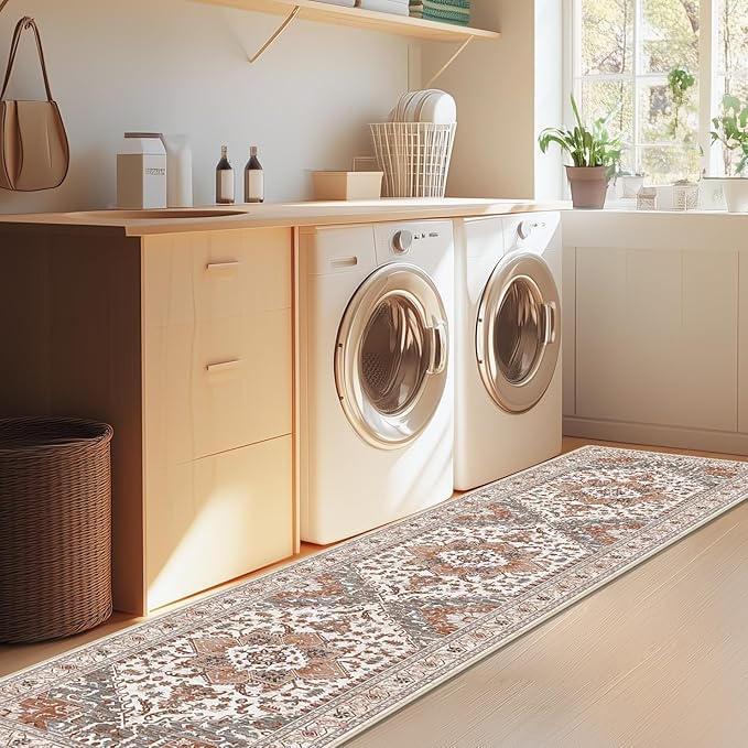 Yamaziot Washable Runner Rug, 2x8 Non-Slip Boho Vintage Hallway Rug Runner - Image 6