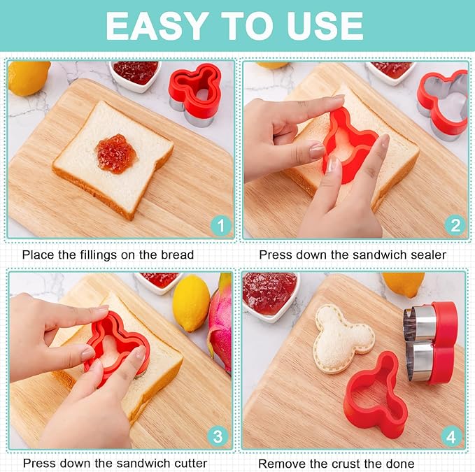 Sandwich Cutter for Kids Lunch 48 Pcs, Nifogo Sandwich Maker, Cookie Cutters - Image 5