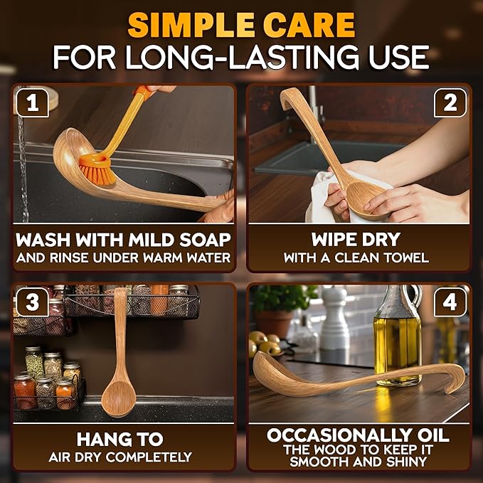 Wooden Ladle for Soup – 10.8×2.8" Deep Wood Ladle - Image 8