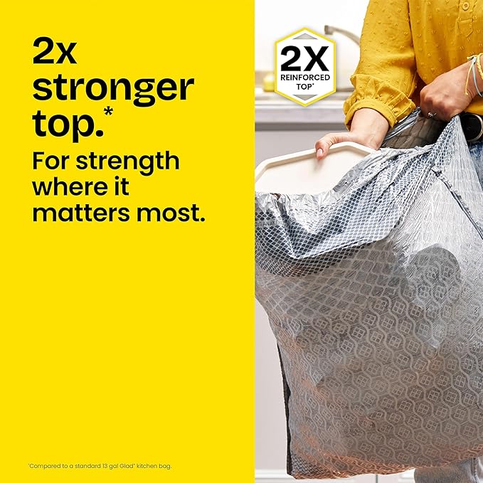 Glad ForceFlex MaxStrength Drawstring XL Kitchen Trash Bags, 20 Gal, 80 Ct - Image 2