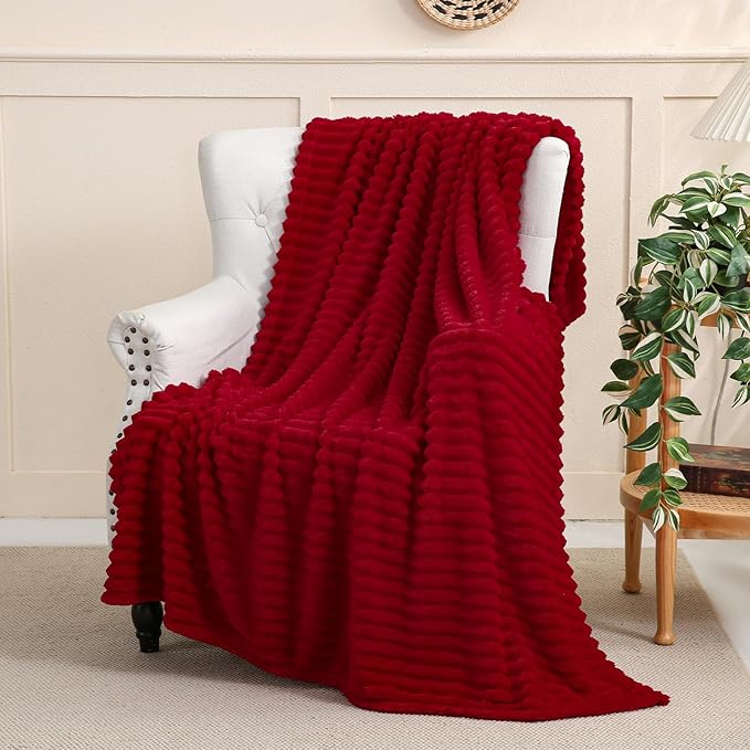 Red Fleece Throw Blanket 50”×70” by linecooo