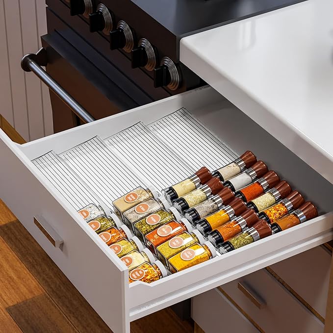 Yieach 8 Pack Adjustable In Drawer Spice Organizer - Image 8