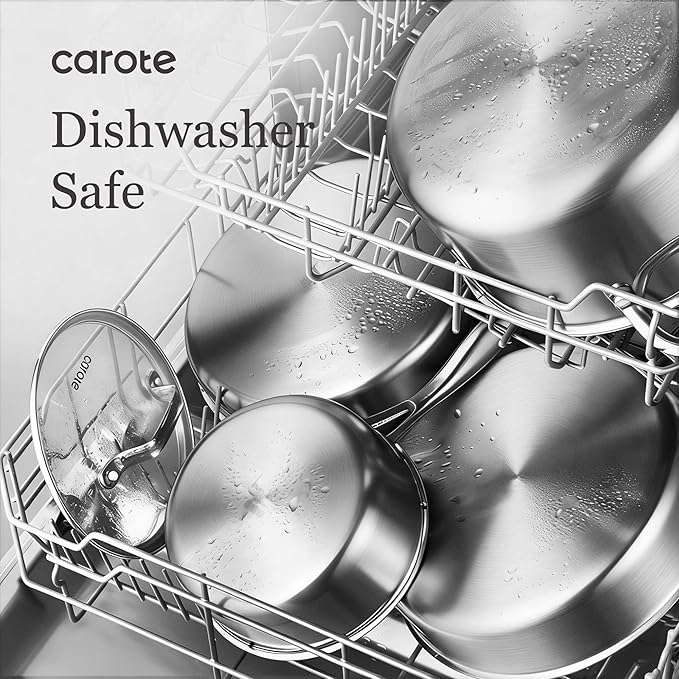 CAROTE 7-Piece Tri-Ply Stainless Steel Frying Pan Set, Skillet Set 8"/10"/12" - Image 8
