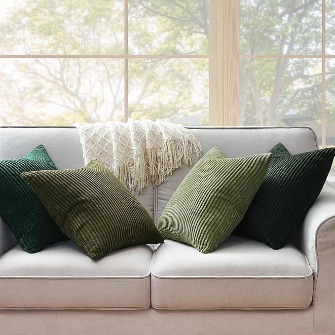 Topfinel Corduroy Throw Pillow Covers Pack of 2 Gray 16"x16" No Insert - Image 2