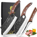 3PCS Hand Forged Butcher Knife Set Meat Cleavers, Serbian Chef Knife Viking by OPAYLY