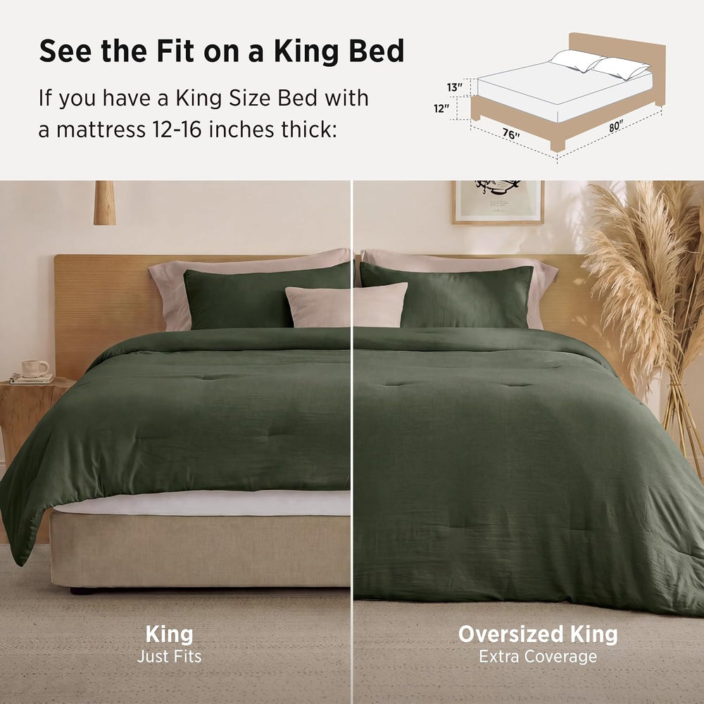 Bedsure King Size Comforter Set, Prewashed Bedding Dark Green