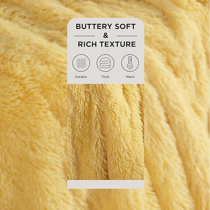 Bedsure GentleSoft Fluffy Yellow Throw Blanket, Room Decor Yellow Gifts - Image 2