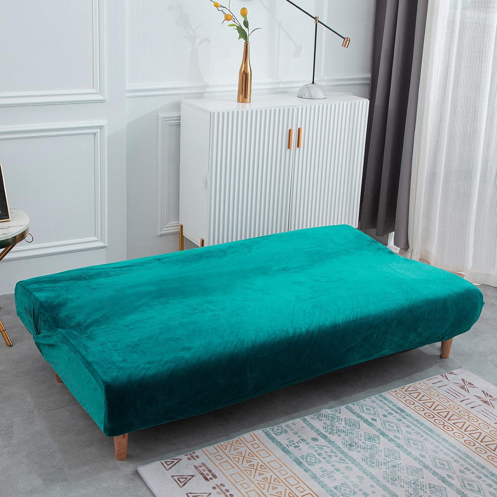 MIFXIN Armless Futon Cover Sofa Bed Slipcover Velvet Stretch Elastic Washable...