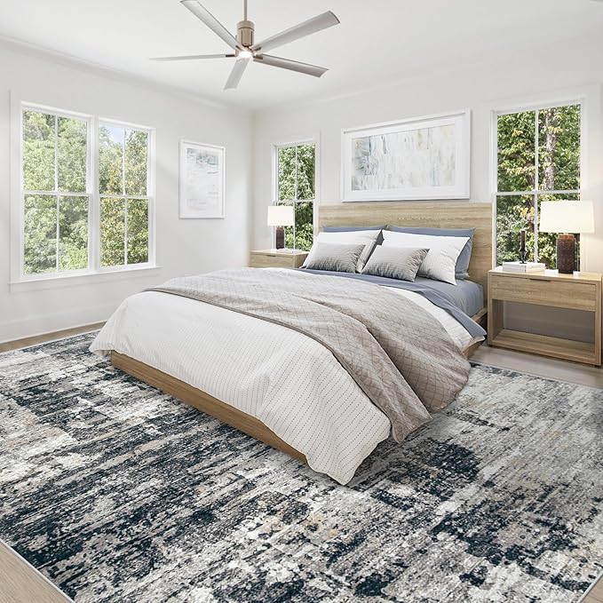 9x12 Area Rug for Living Room, Washable Modern Abstract Large Area Rug Neutral - Image 5