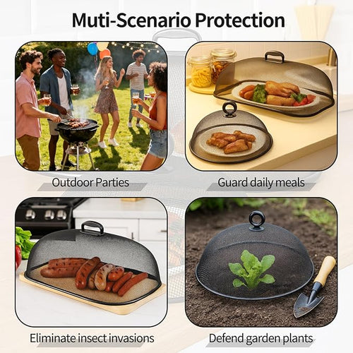 8 Pack Metal Mesh Screen Food Covers, 2 Large and 6 Small Sets, Reusable Metal - Image 2