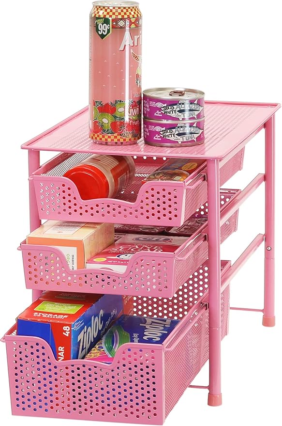 Simple Houseware Stackable 3 Tier Sliding Basket Organizer Drawer