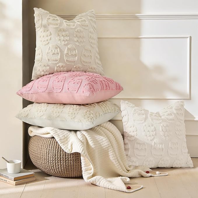 decorUhome Easter Beige Egg Pillow Covers 12x20 Inch Set of 2, Soft Plush Faux - Image 2
