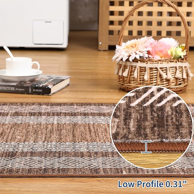 GarveeHome 2.5x8 Modern Bordered Runner Rug Soft Non Slip Washable Floor Carpet - Image 5