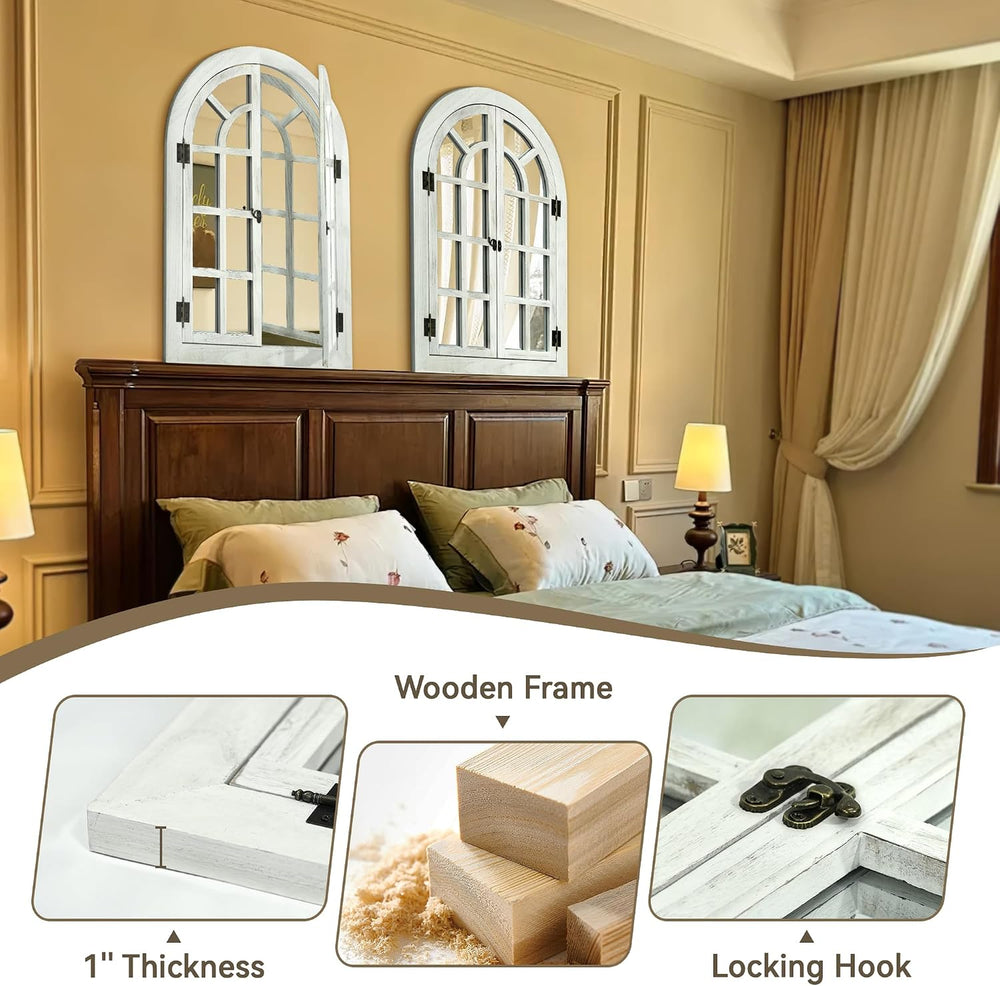Window Mirrors for Wall Decor -Arched Wall Mirror Farmhouse Wood