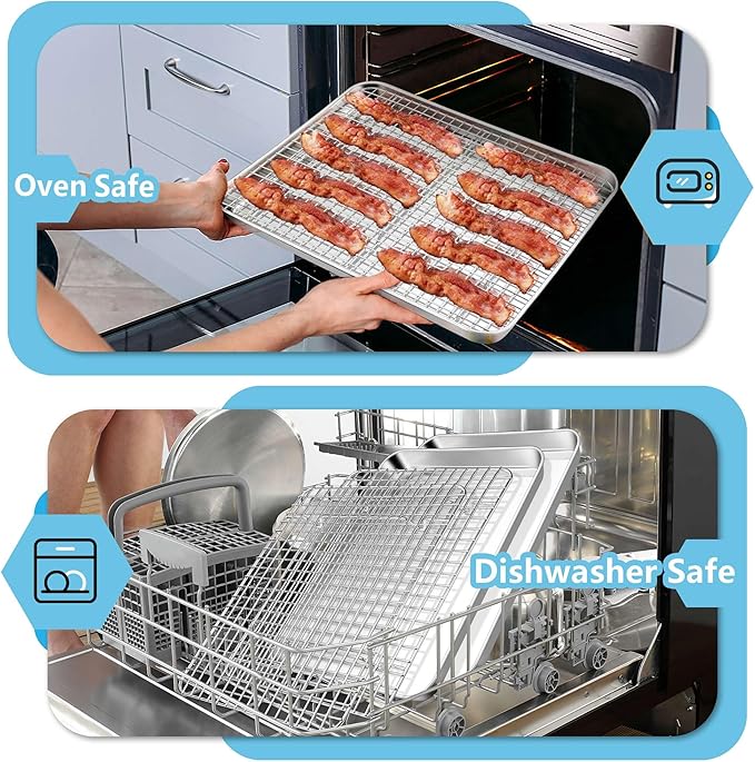 TeamFar Cookie Sheets with Cooling Racks, 17.6 x 13 x 1 Inch Stainless Steel - Image 5