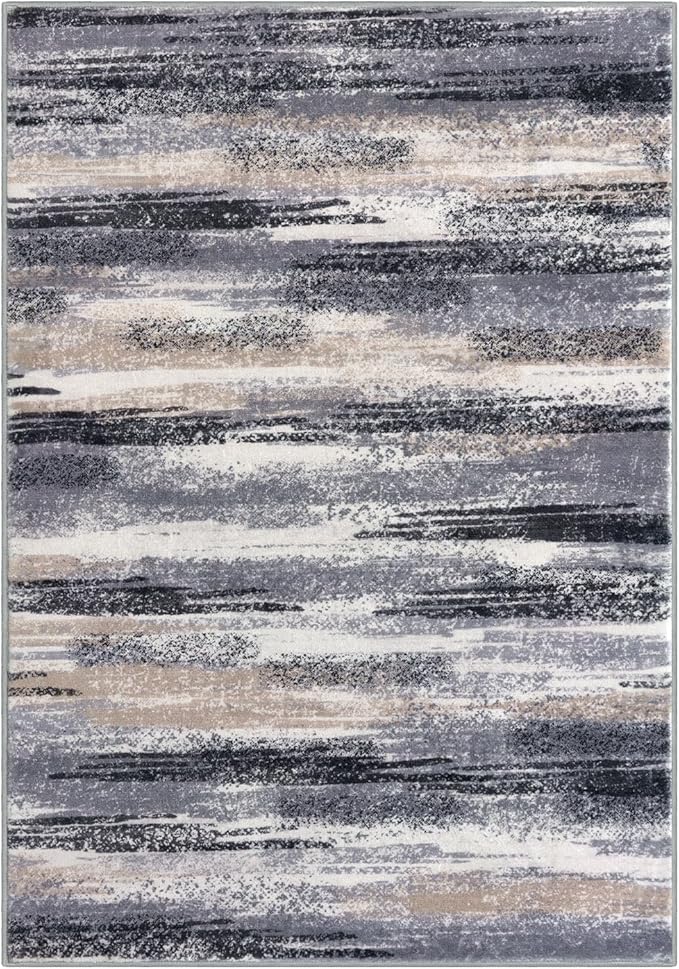 Lansny Modern Abstract 6x9 Machine Washable Living Room Rug Non-Slip Soft - Image 9