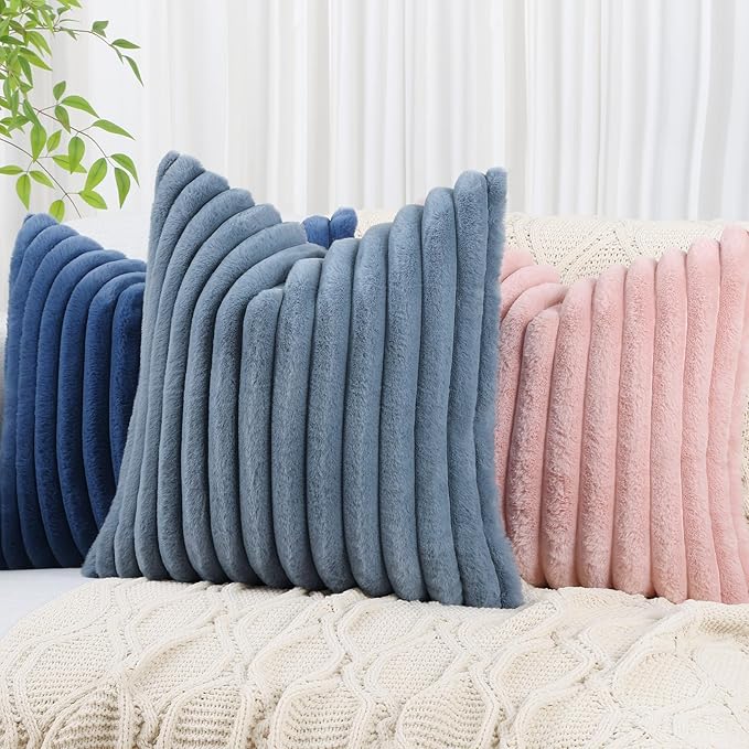decorUhome Cozy Faux Fur Throw Pillow Covers 20x20 Set of 2 Decorative Soft - Image 9