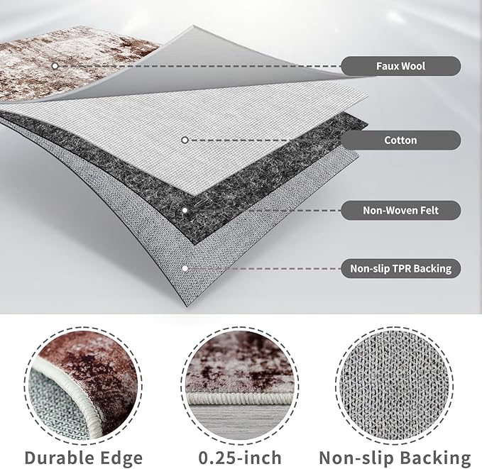 2x6 Washable Runner Rugs for Hallway: Easy-to-Clean Abstract Runners for - Image 7