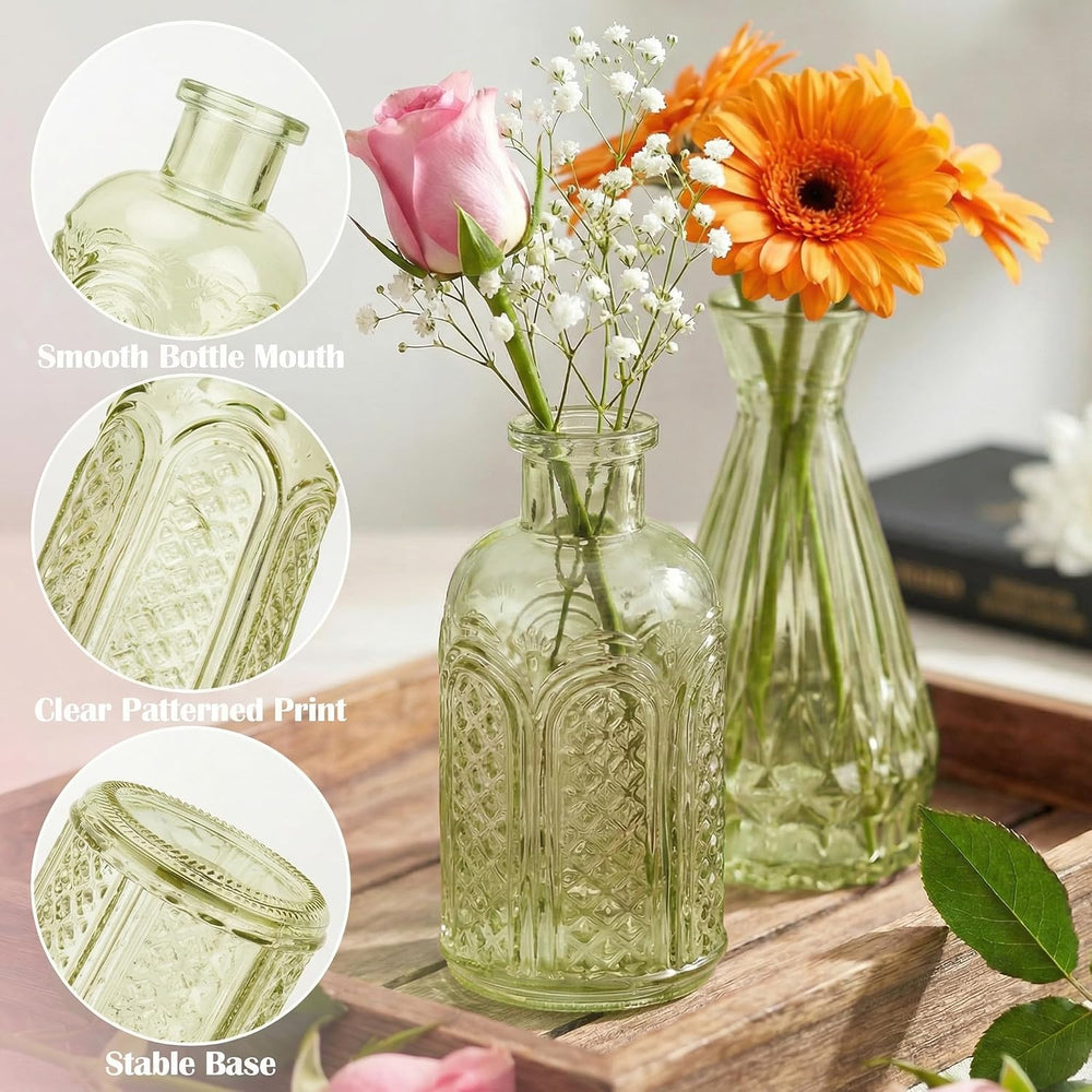 Glass Bud Vases in Bulk Small Mini Green Vase for Flowers 40pc