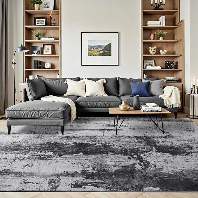 Toneed Abstract Area Rug 5x7 Modern Washable Rug Soft Non Slip Rug Low Pile - Image 2