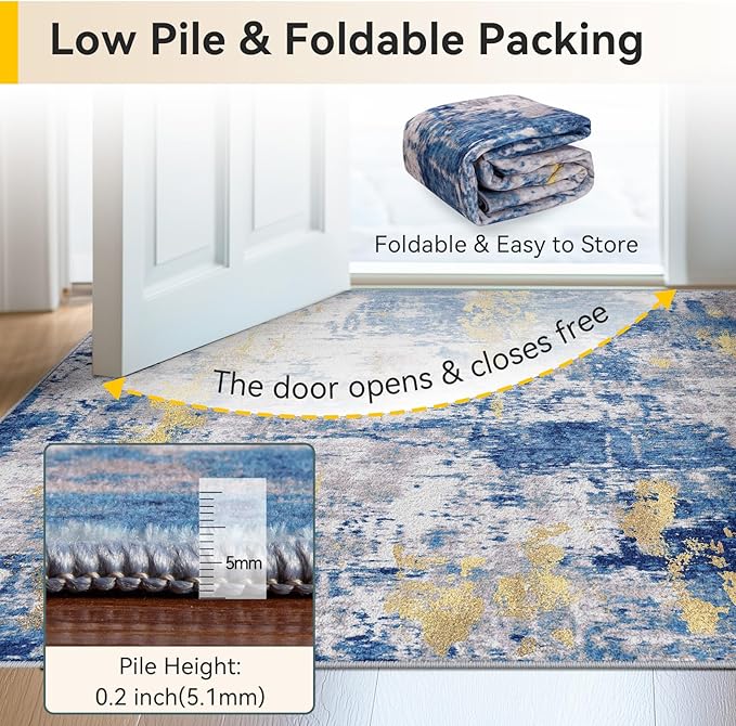 Washable Area Rugs 6'x9' Non-Slip Modern Abstract Soft - Image 8