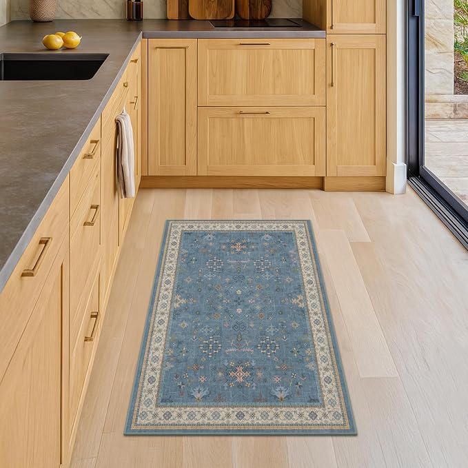 Blue 2x3 Washable Rug for Entryway Indoor, Kitchen Floor Waterproof, Powder Room - Image 6