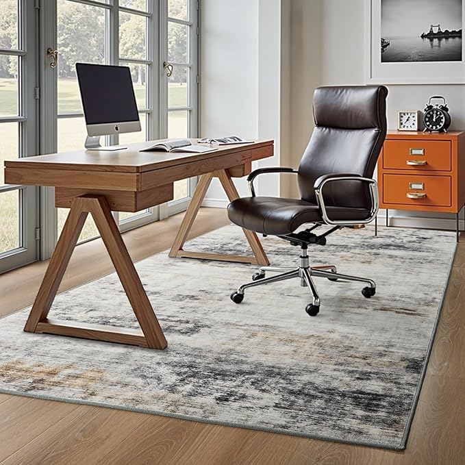 Toneed Abstract Area Rug 5x8 Modern Washable Rug Soft Non Slip Rug Low Pile - Image 5