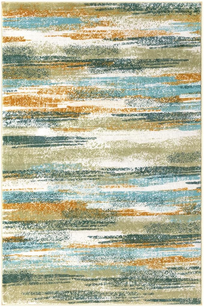 Lansny Modern Abstract 6x9 Machine Washable Living Room Rug Non-Slip Soft - Image 9