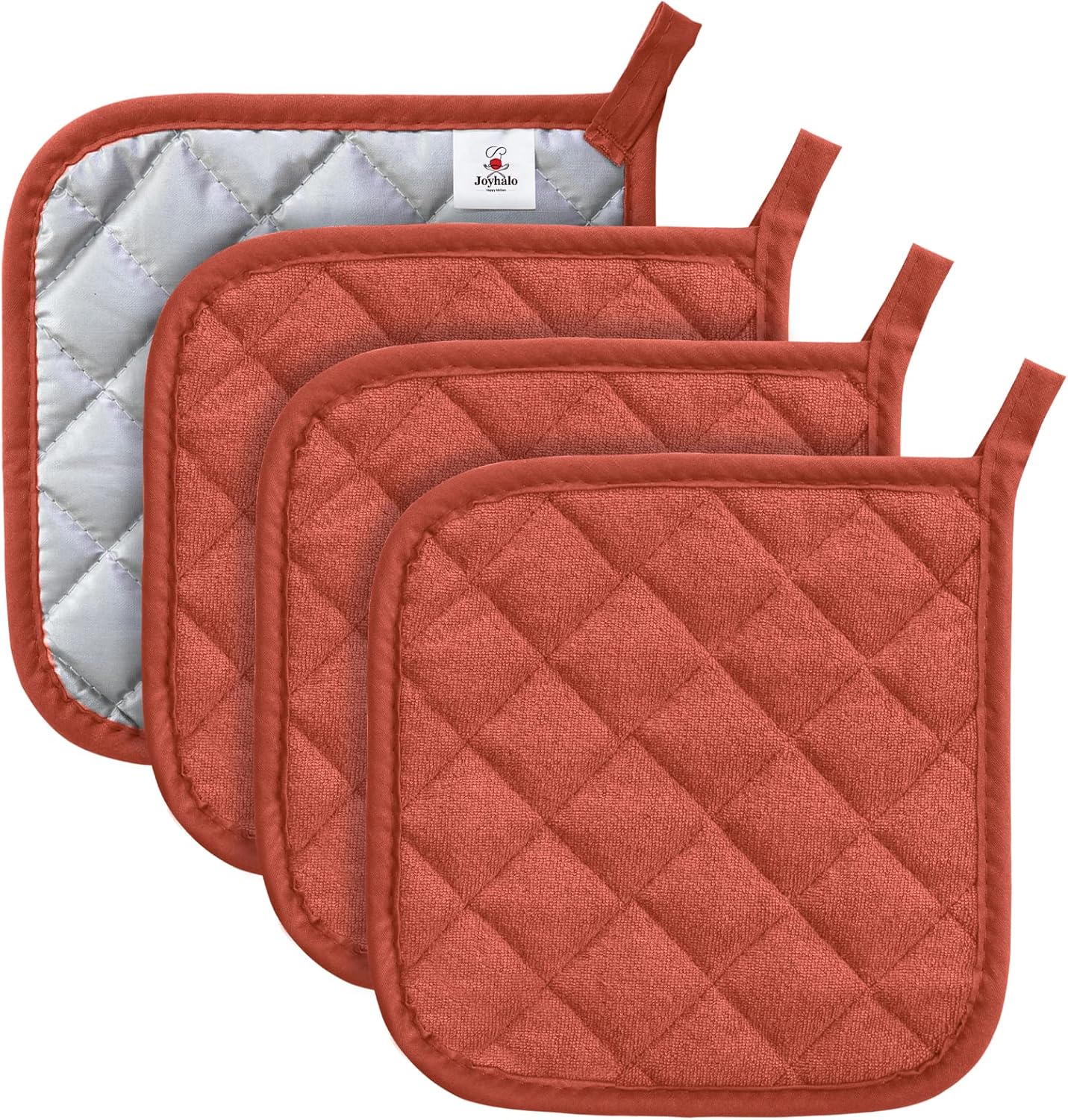 Joyhalo 4 Pack Pot Holders for Kitchen Clearance | Cotton Oven Holder with Great Heat Resistance, Potholders Sets for Kitchen, Countertops, Hot Pots and Pans, Spice