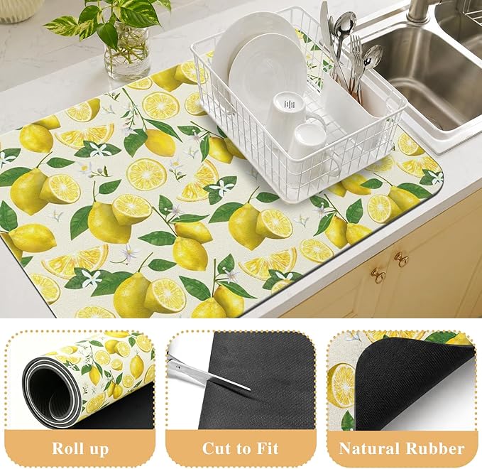 Kitchen Countertop Dish Drying Mat, Super Absorbent Coffee Bar Mat - Image 3