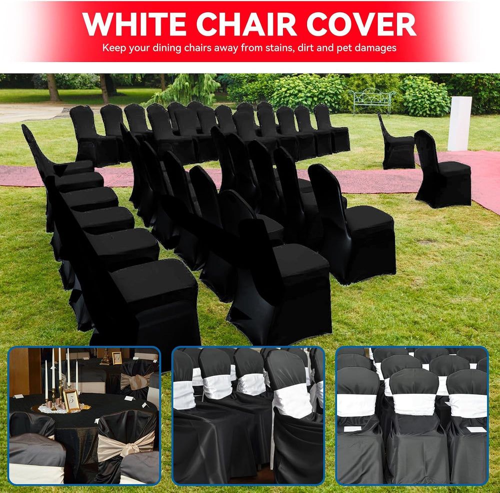 LIUJIAYI 30 Pcs Black Stretch Chair Covers - Premium Polyester Spandex Slipco...