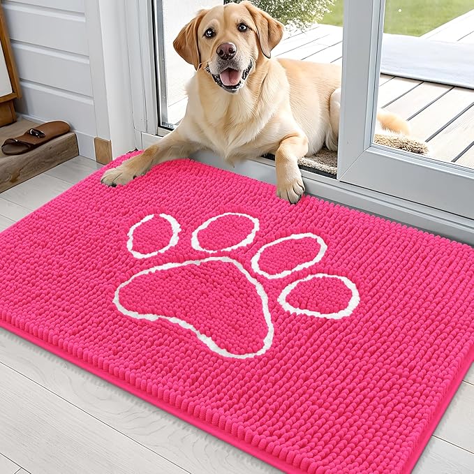 OLANLY Dog Door Mat for Muddy Paws 36x24, Paw Print Design, Absorbs Moisture by OLANLY
