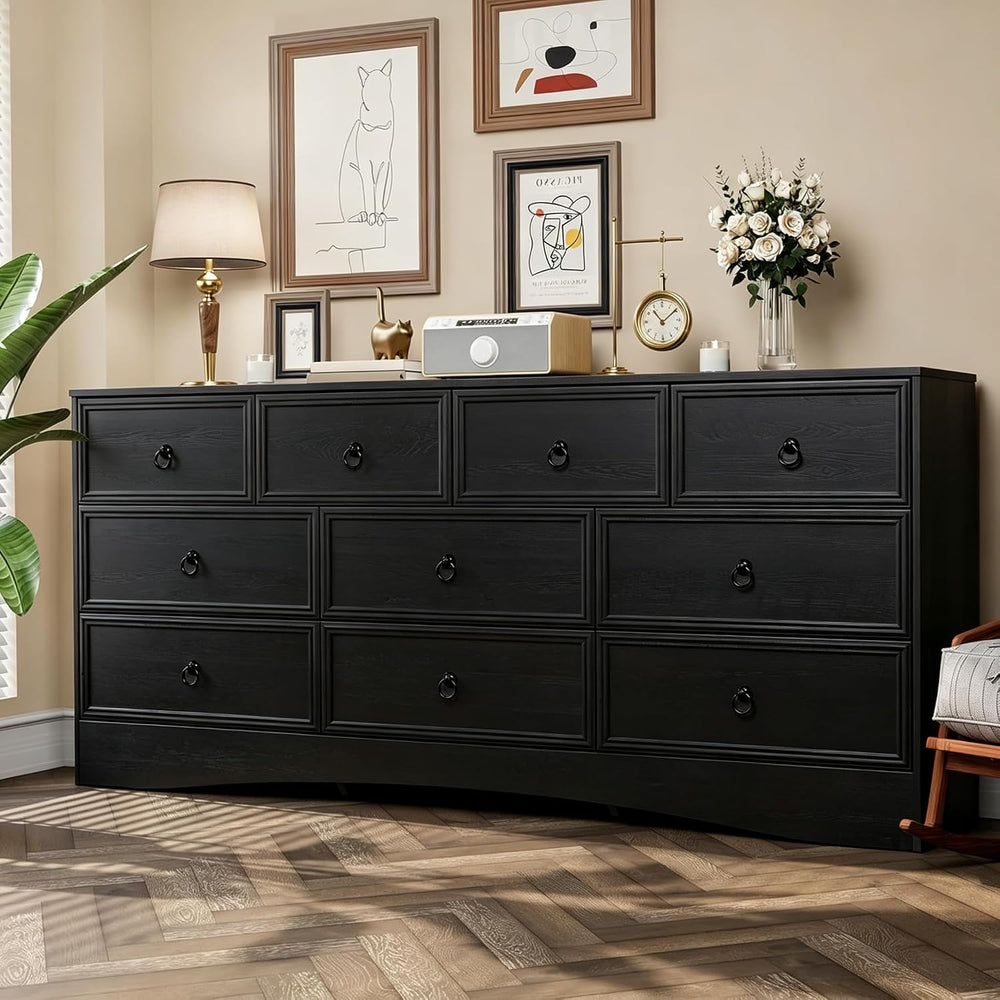 Farmhouse 10 Drawer Dresser for Bedroom – 63'' Long Dresser Wood Ches...