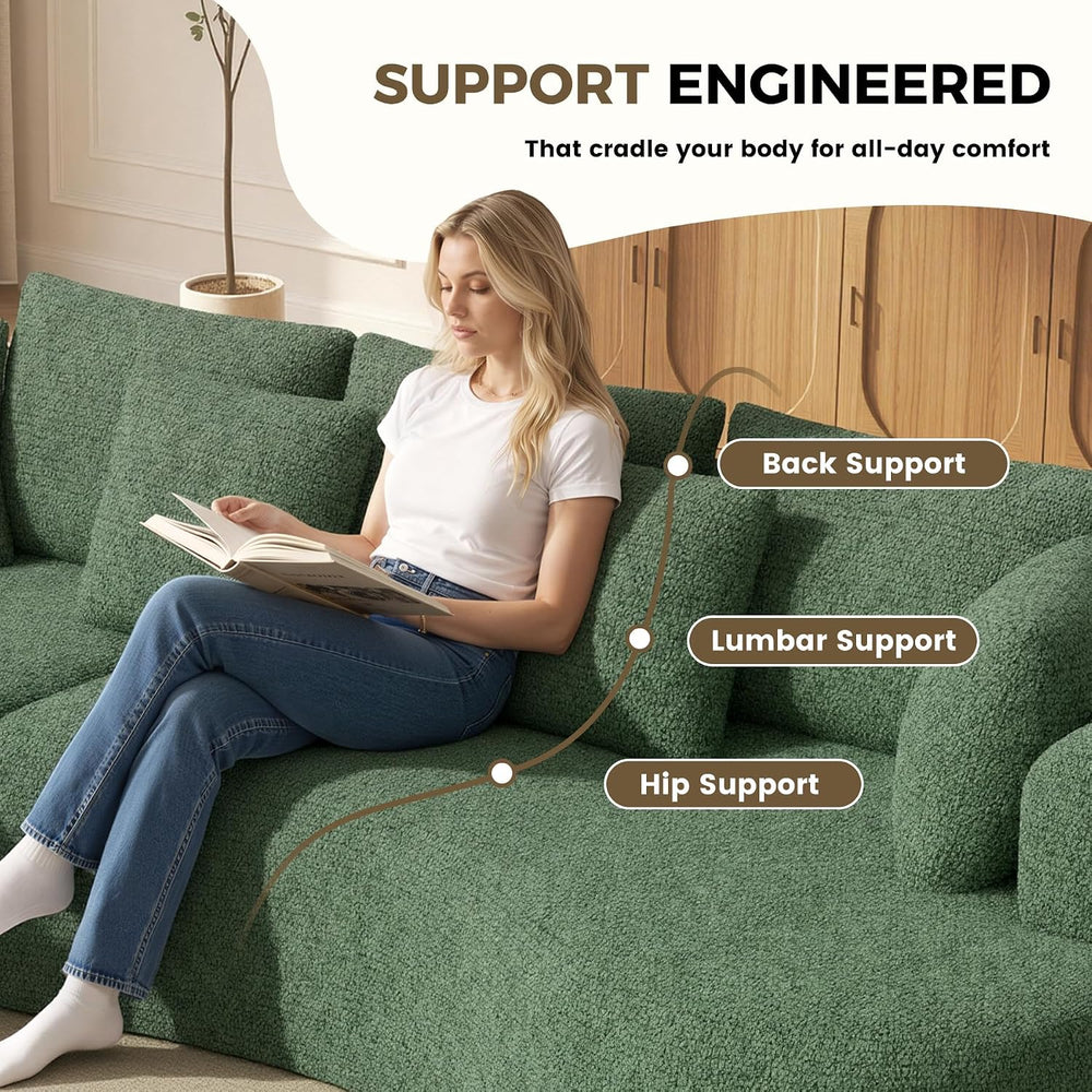 126" Oversized Curved Sectional Sofa for Living Room, Boneless Modern Co...