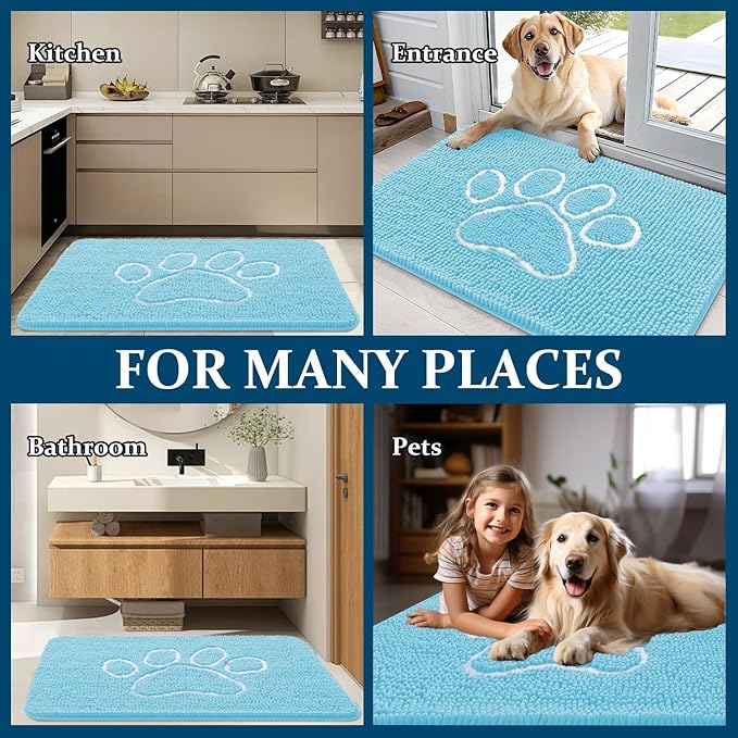 OLANLY Dog Door Mat for Muddy Paws 59x35, Paw Print Design, Absorbs Moisture - Image 8