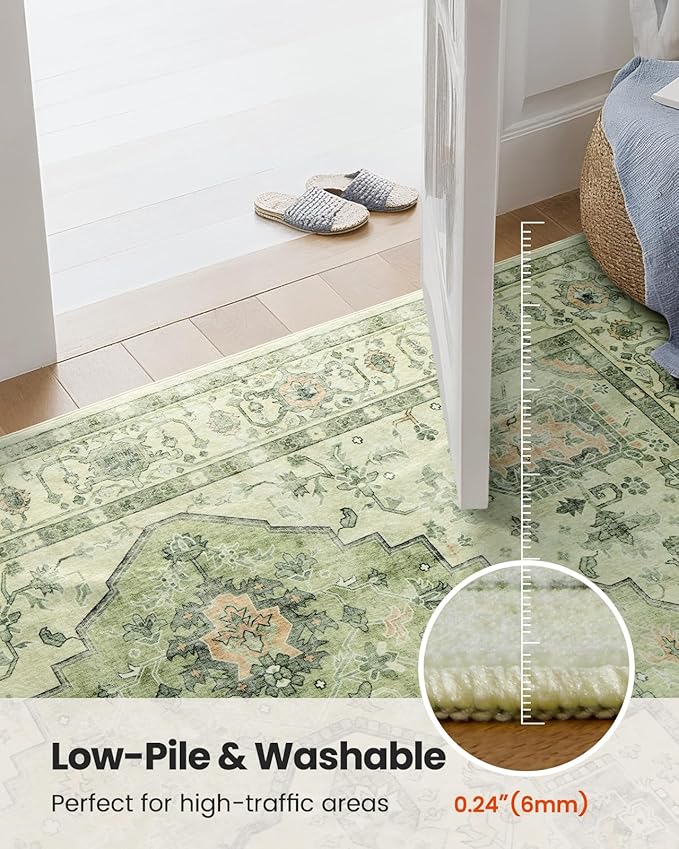 AMADA HOMEFURNISHING 8x10 Area Rug, Washable Low-Profile Large Area Rug - Image 5