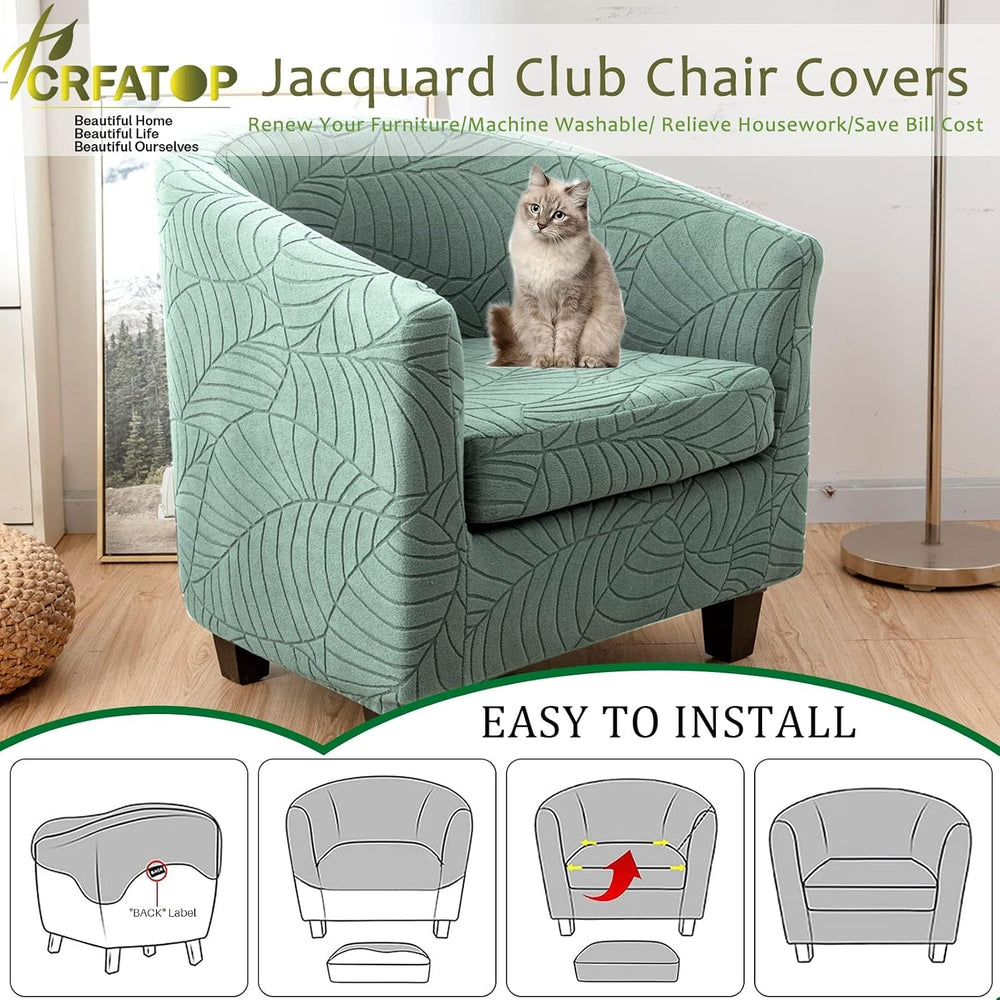 CRFATOP 2 Piece Barrel Chair Cover Stretch Club Armchair Slipcover
