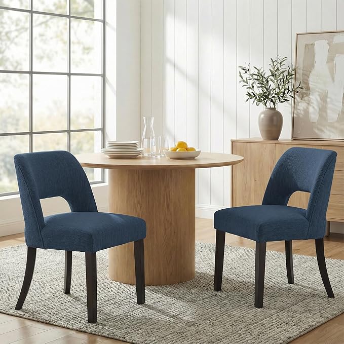 keoni Wooden Dining Chairs Set of 6, Mid Century Modern Upholstered Dining Ro...
